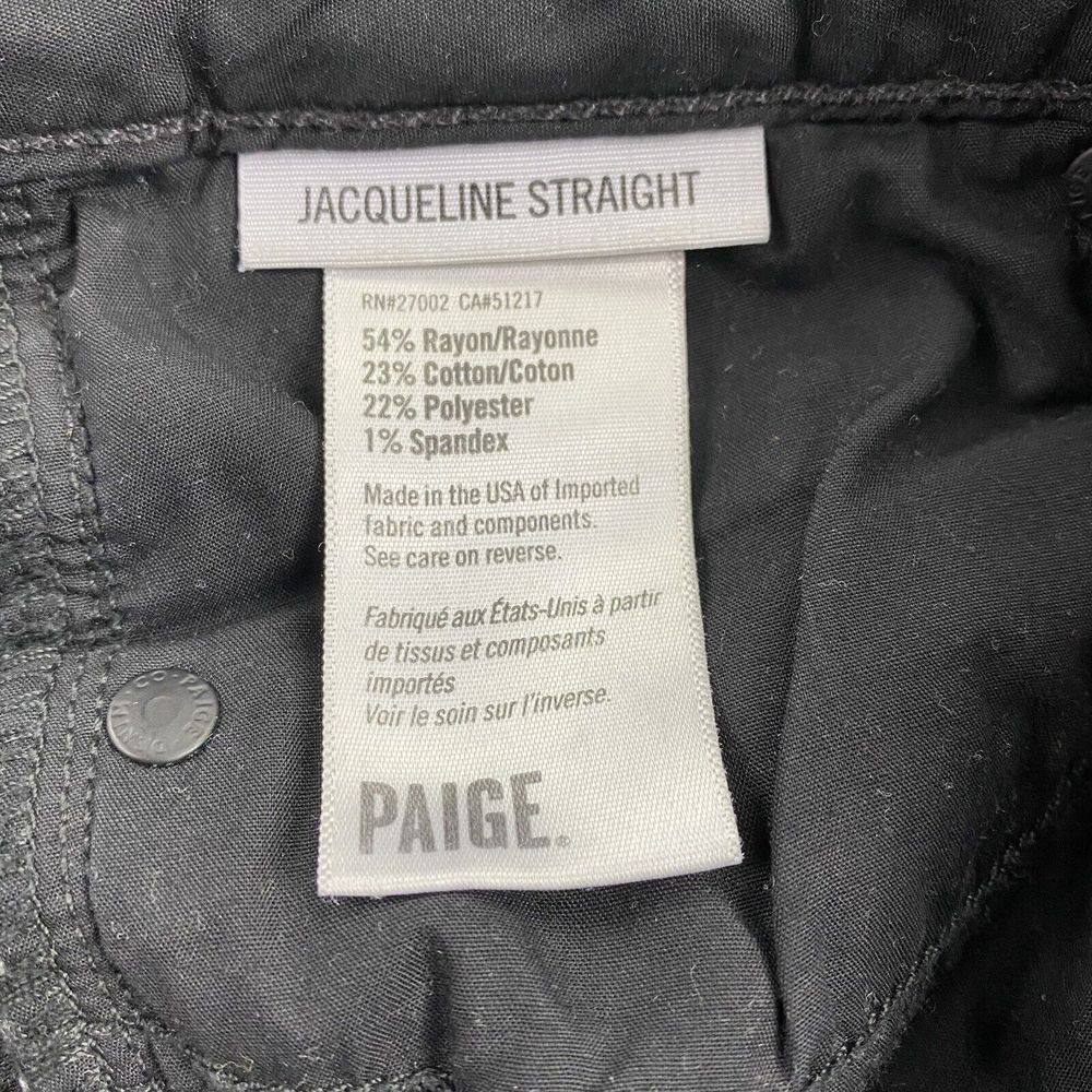 Paige Jeans Womens 27 Black Denim Pants Jacqueline Straight Distressed Casual - Picture 7 of 11